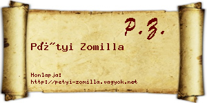 Pétyi Zomilla névjegykártya